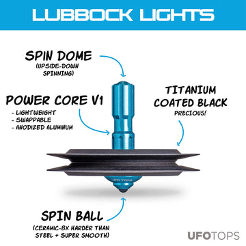 Plexity Labs Ufo Tops - Lubbock Lights - Metal Spinning Top (Black Titanium.)