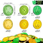 260 Pieces St. Patrick's Day Shamrock Coins 3-Leaf Clover  4 Leaf Clover and Happy St. Patrick's day Good Luck Green and Gold Plastic Coins for Party Supplies Decor