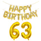 Shuntai 63 Number Balloons Gold Letters Banner Happy 36Th Or 63Rd Birthday Balloons Decorations For Men Women 40 Inch Big Giant