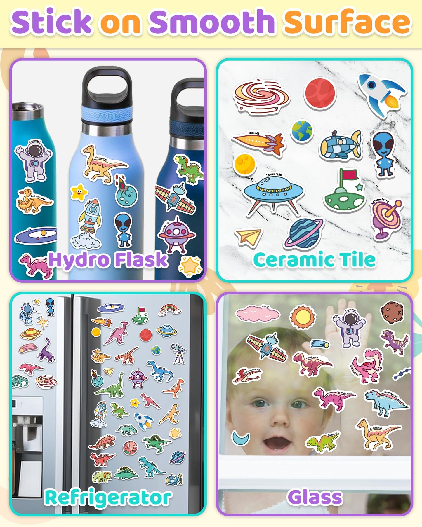 Benresive Reusable Sticker Books For Kids 2-4, Sticker Books For Toddlers 1-3, Toddler Sticker Book Age 2-4, Toddler Travel Toys Activities Crafts Gifts - Dinosaurs, Space And Body