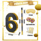 PCFING 20 Inch Number 6 Piata Gold Black with 30 Inch Piata Stick Blindfold Confetti for Man Women Kids Birthday Party Decoratio