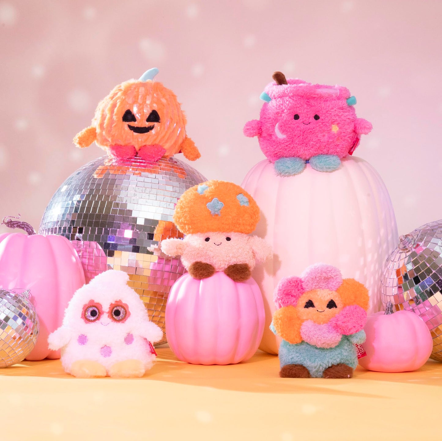 BumBumz 4.5-inch Groovy SpookyBumz Plush 5-Pack - Cauldron, Mushroom, JackoLantern, Flower, Ghost - Polyester, Spooky