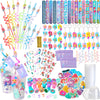 Qilery 267 Pcs Mermaid Party Unicorn Party Dinosaur Party Shark Party Favors Includes Plastic Cup with Lid Straw Keychain Bracel