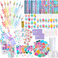 Qilery 195 Pcs Mermaid Party Favors Bags Birthday Includes Plastic Cup with Lid Straw Keychain Bracelet Ring Stamper Stickers Ta