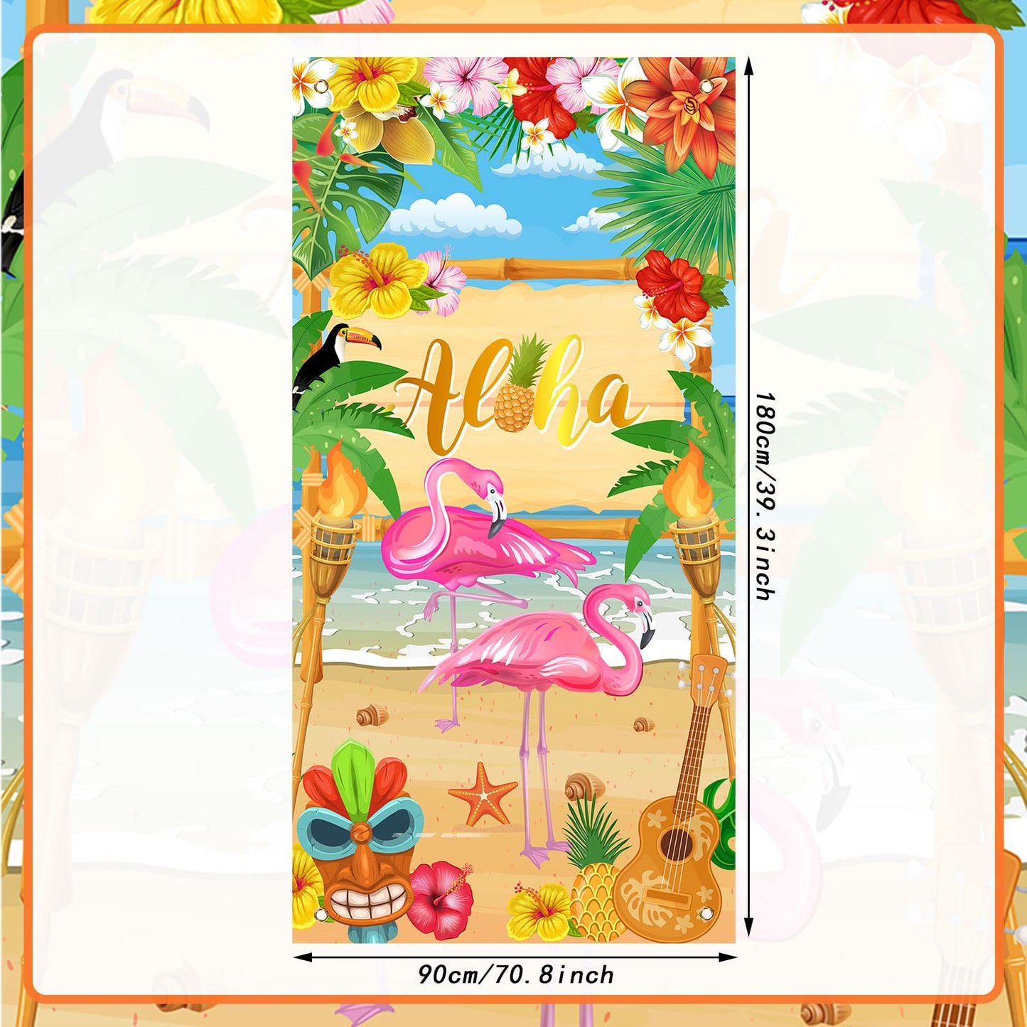 Rtteri Aloha Party Decorations Hawaiian Door Cover Sign Summer Luau Beach Supplies Party Door Banner Tropical Tiki Party Backdro
