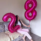 Hot Pink Number 8 Balloon 40 Inch, 8 Balloon Number, 8Th Birthday Decorations, Hot Pink Party Supplies For Boys Girls