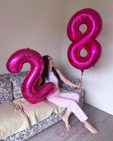 Hot Pink Number 8 Balloon 40 Inch, 8 Balloon Number, 8Th Birthday Decorations, Hot Pink Party Supplies For Boys Girls