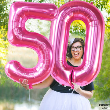 Giant Hot Pink 0 Balloon Numbers - 40 Inch | Pair 0 Digit Balloon To Other Number Balloons | Pink Zero Balloon For Birthday Party Supplies | Zero Pink Balloon Balloon | Pink Birthday Party Decorations