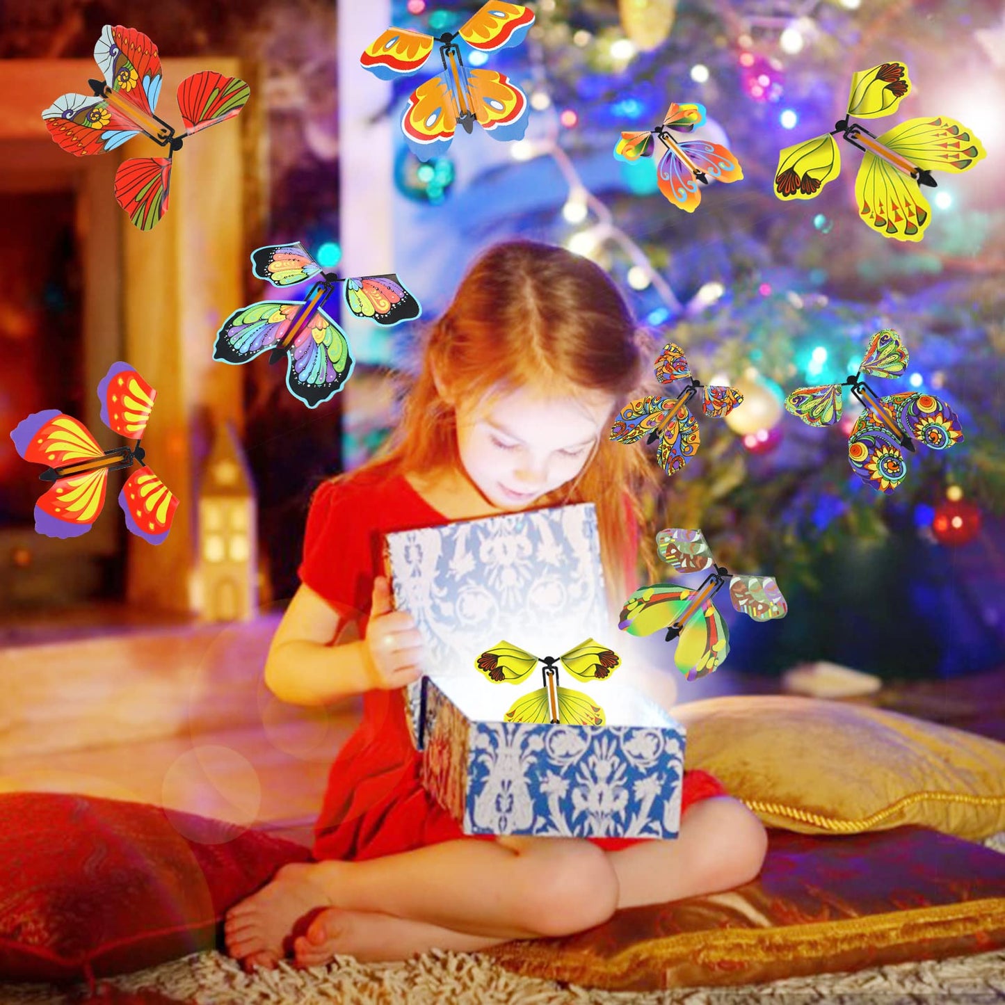 Lomimos 40Pcs Flying Butterfly, Magic Wind Up Butterfly Toy Gift For Kids Surprise Explosion Box Wedding Birthday Party Book Gre