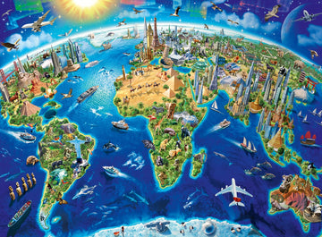 Ravensburger - World Landmarks Map - 200 Piece Jigsaw Puzzle - Stunning Imagery of Amazing Landmarks of The World - Vibrant Colors - enhanced Quality - Ideal Gift - Screen-Free Fun - Children Ages 8+