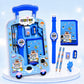 Graphene 7 Pcs Kids Stationery Gift Set For Boys & Girls Multi Theme School Supplies Kit With Simple Wrist Watch Pencil Sharpene