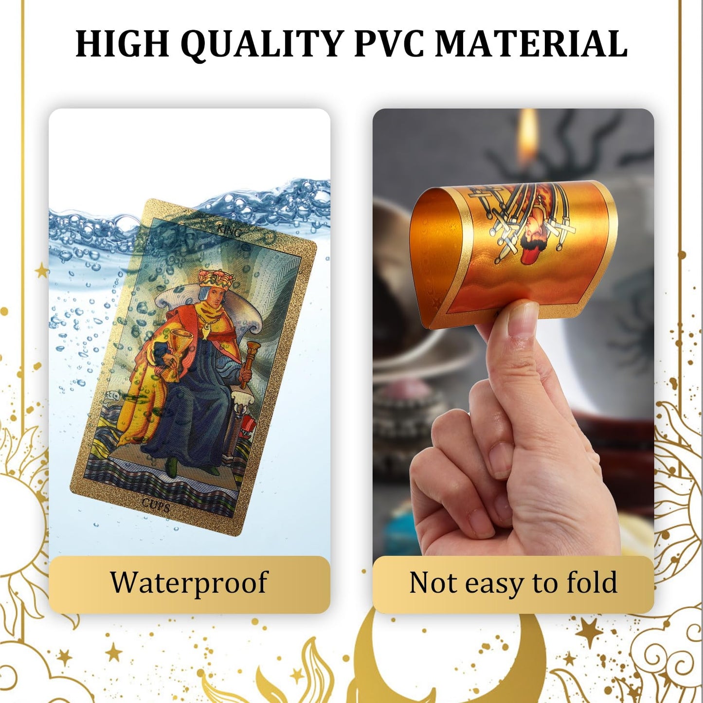 Egcuq 78 Tarot Cards With Guide Book,Rider Waite Tarot Deck,Gold Foil Tarot Cards Deck For Beginners Waterproof And Durable
