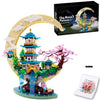 Alizdd Chinese Moon Palace Micro Building Blocks Set(4288 PCS) Cherry Blossom Bonsai Tree Building Set for mature-themeds Teens Mini Japanese Sakura Tree House Architecture Model Bricks  Creative Gift for 14+