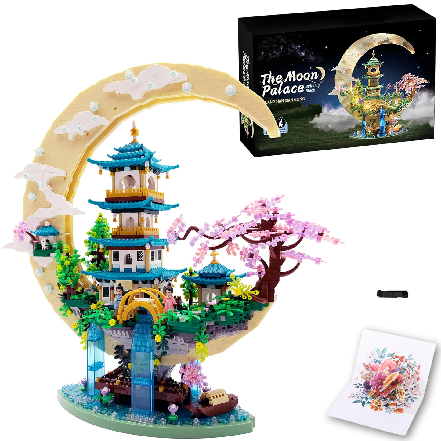 Alizdd Chinese Moon Palace Micro Building Blocks Set(4288 PCS) Cherry Blossom Bonsai Tree Building Set for mature-themeds Teens Mini Japanese Sakura Tree House Architecture Model Bricks  Creative Gift for 14+