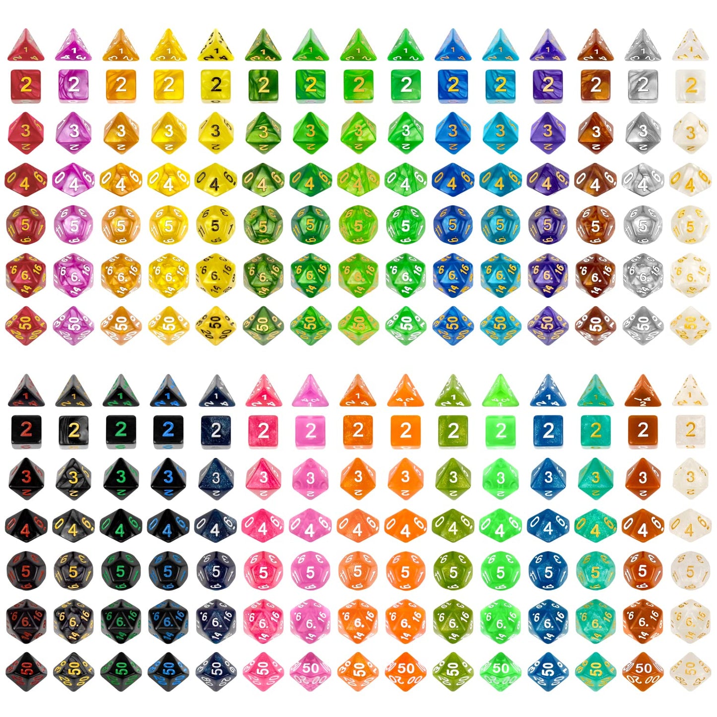 30 Set Dnd Double-Colors Polyhedron Dice Set For Dungeons And Dragons D&D Rpg Mtg Table Games D4 D6 D8 D10 D% D12 D20 30 Colors