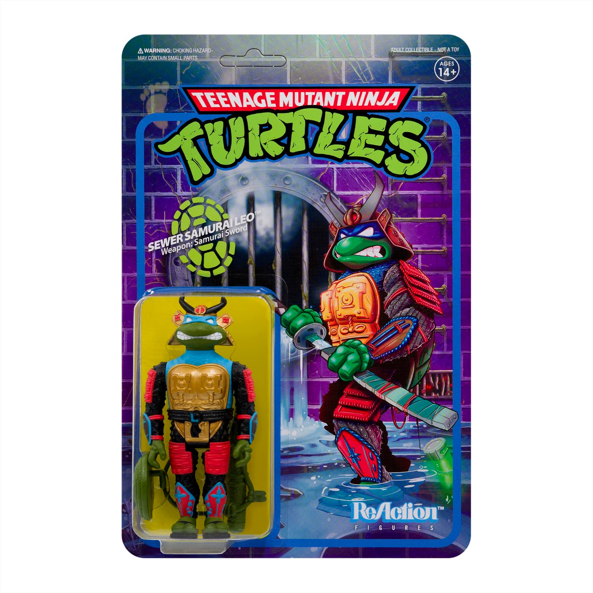 Super7 Teenage Mutant Ninja Turtles Samurai Leonardo - 3.75 TMNT Action Figure with Accessories Classic Cartoon Collectibles and Retro Toys