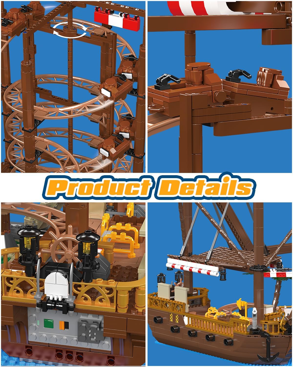 Sosuy Roller-Coaster Building Set, Electric Motorized Amusement Park Toy, Large 2174pcs, Plastic, for Kids Ages 6+