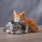 5.13 Inch Sleeping Tabby Kittens Decorative Figurine, Orange and Gray