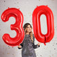 40 Inch Red 30 Number Balloons, Jumbo Foil Balloons For 30Th Birthday Party Decorations Supplies / 30Th Anniversary Event