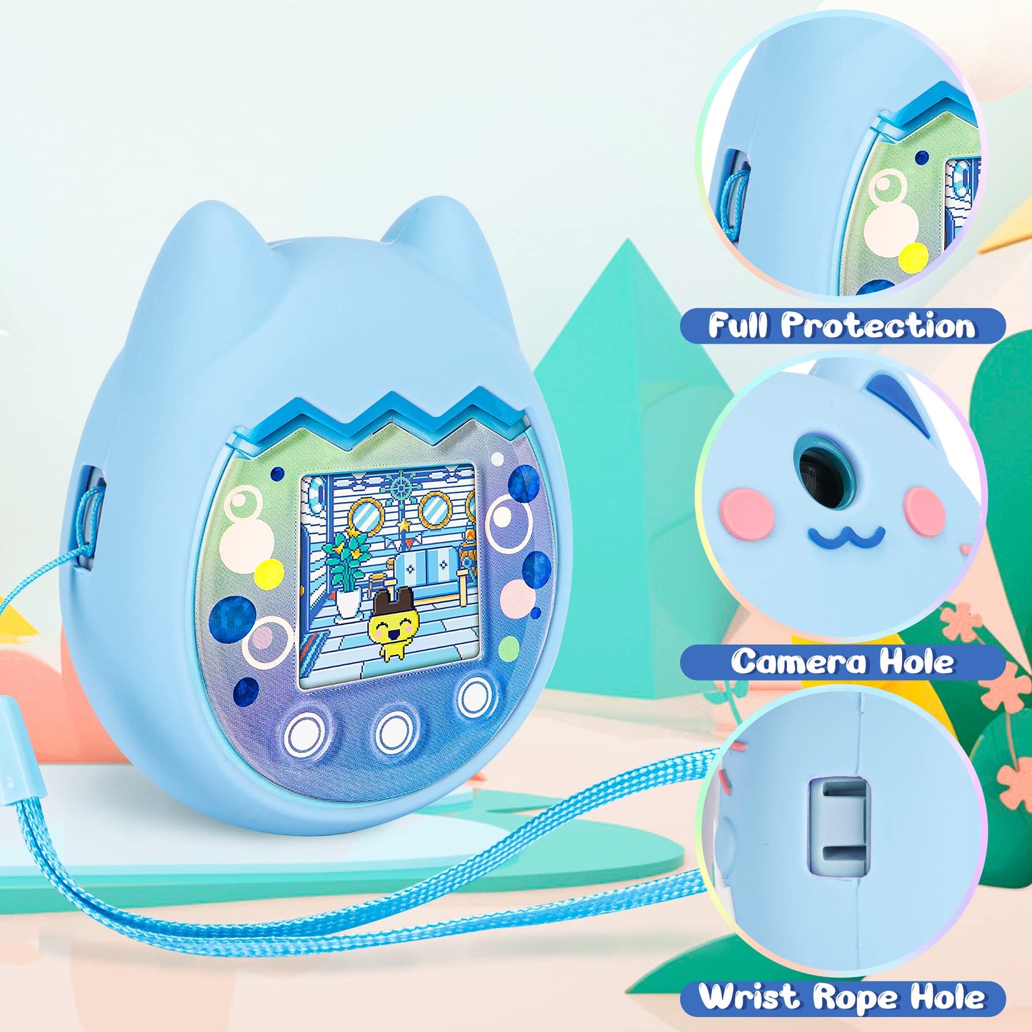 Meetikar Silicone Cover Compatible with Tamagotchi Pix Virtual Pet Game Machine, Protective Sleeve for Tamagotchi Pix with Finge
