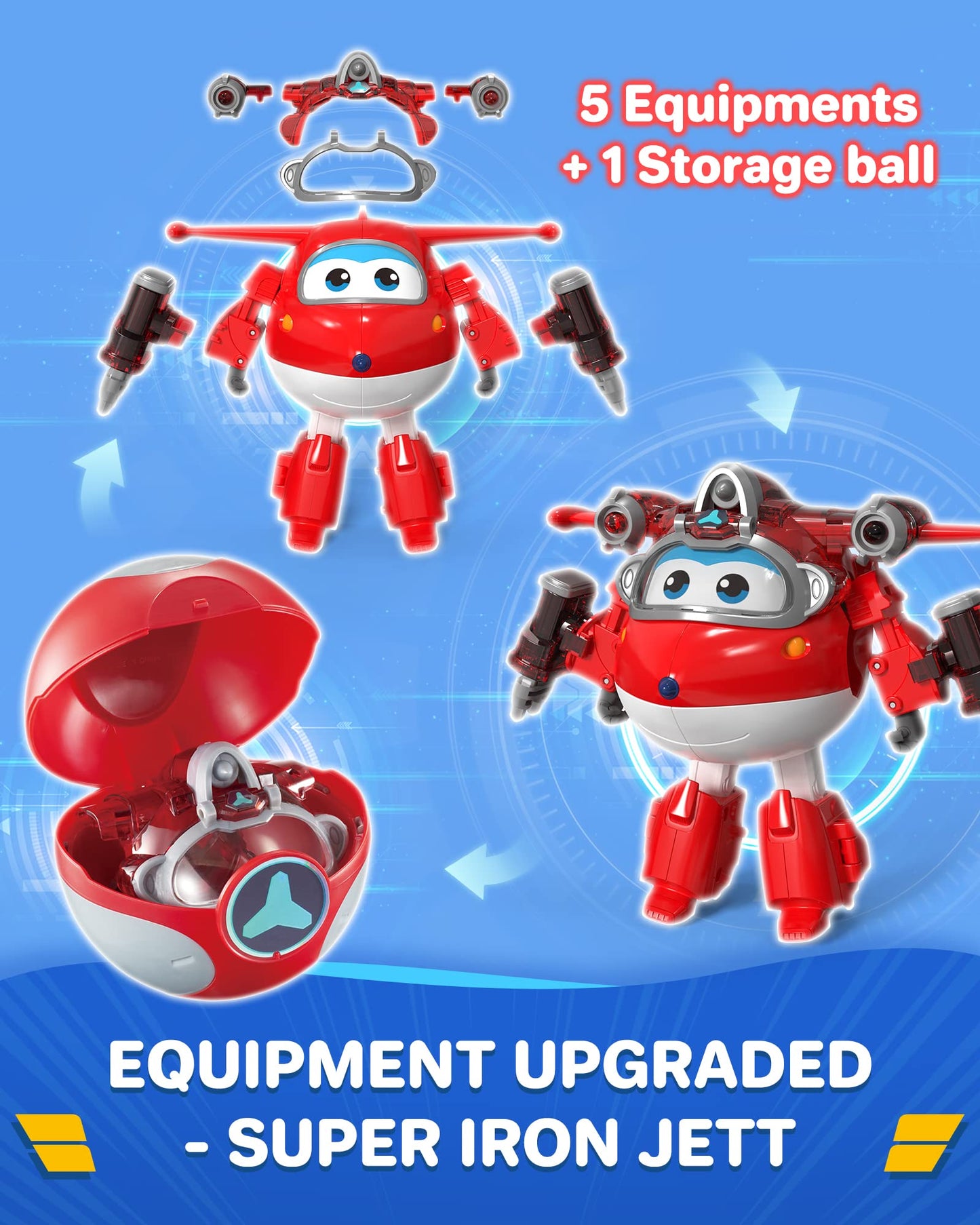Super Wings Toys Action Figure 5' Transformer Jett Robot Airplane Toy Equipment Upgraded For Kids 3+ Birthday Gifts For Kids