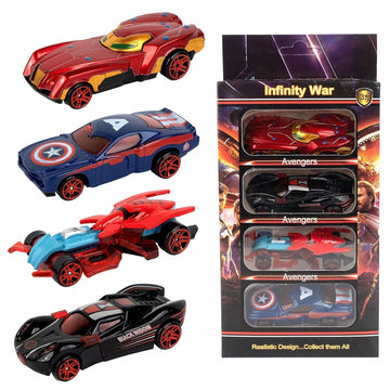Sky Tech Mini Metal Car For Kids, Avenger Car Pack Of 4 Mini Racers Series Diecast Cars Suitable For Children, Movie Vehicle Rac