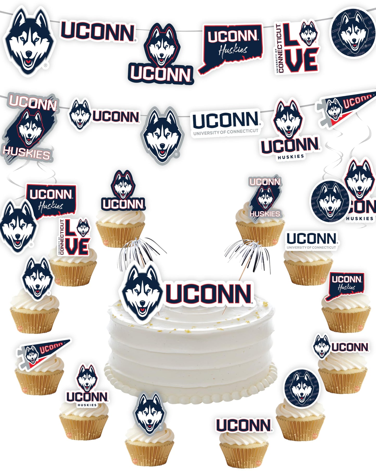 Uconn Huskies Party Supplies (42 Pieces) For University Of Connecticut Graduation, Tailgating And Birthday Party Decorations Wit