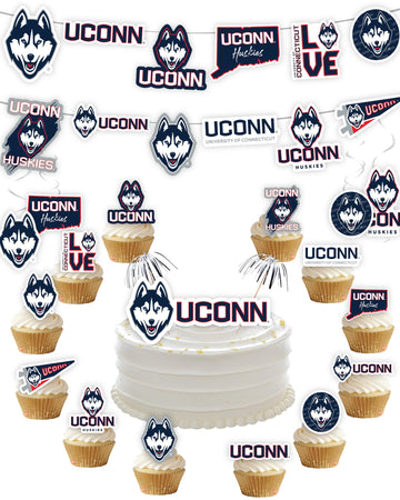 Uconn Huskies Party Supplies (42 Pieces) For University Of Connecticut Graduation, Tailgating And Birthday Party Decorations Wit