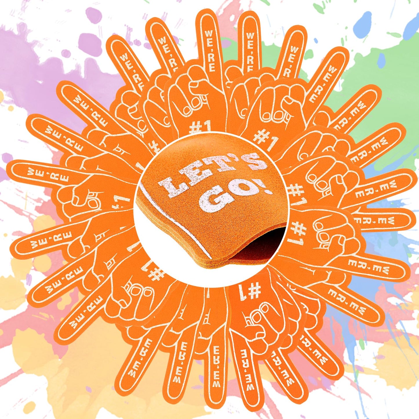 Aster 24 Pcs Mini Foam Fingers - Were #1 Fan Hand for Sports Events, Themed Birthday Party Supplies, Cheerleader Gifts (Orange)