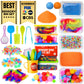LOLO TOYS Sensory Kit for Toddlers and Kids - Includes 5 Bins with Lids, Play Tools, Sand, Feathers, Clay, Color Beads and Pom P