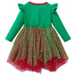 Agqt Toddler Girls Christmas Dresses Long Sleeve Xmas Outfit Santa Claus Elf Costume Princess Tulle Tutu Dresses Green Santa Elf