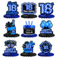Happy 18th Birthday Honeycomb Centerpieces 9Pcs Stylish Sophisticated Blue Neon Theme Table Decor for Boys Girls Birthday Party 