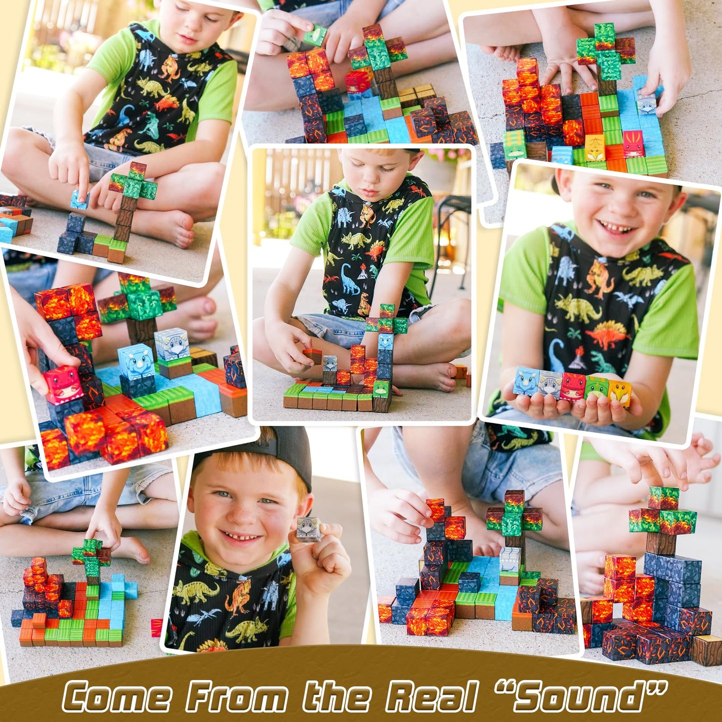 Dinosaur Toys Magnetic Blocks-Build Mine Magnet World Volcano Edition Kids Toys For 3+ Year Old Boys And Girls Building Blocks Toddler Toys Games Through Jurassic Learning Sensory Toys Gifts
