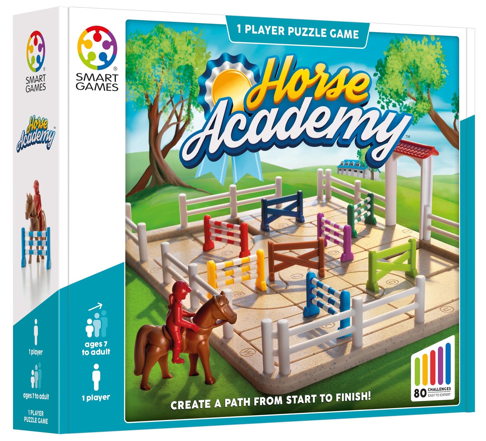 Smart Games - Horse Academy, Puzzle Game with 80 Challenges, 7+ Years, Black
