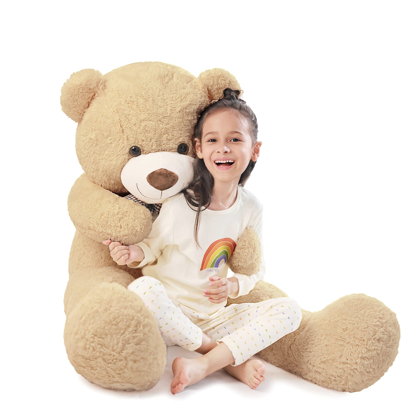 Poutmac 55 Inch Giant Teddy Bear Stuffed Animal Brown Big Plush Teddy Bear Valentine'S Gift For Girlfriend Soft Stuffed Bear Ani