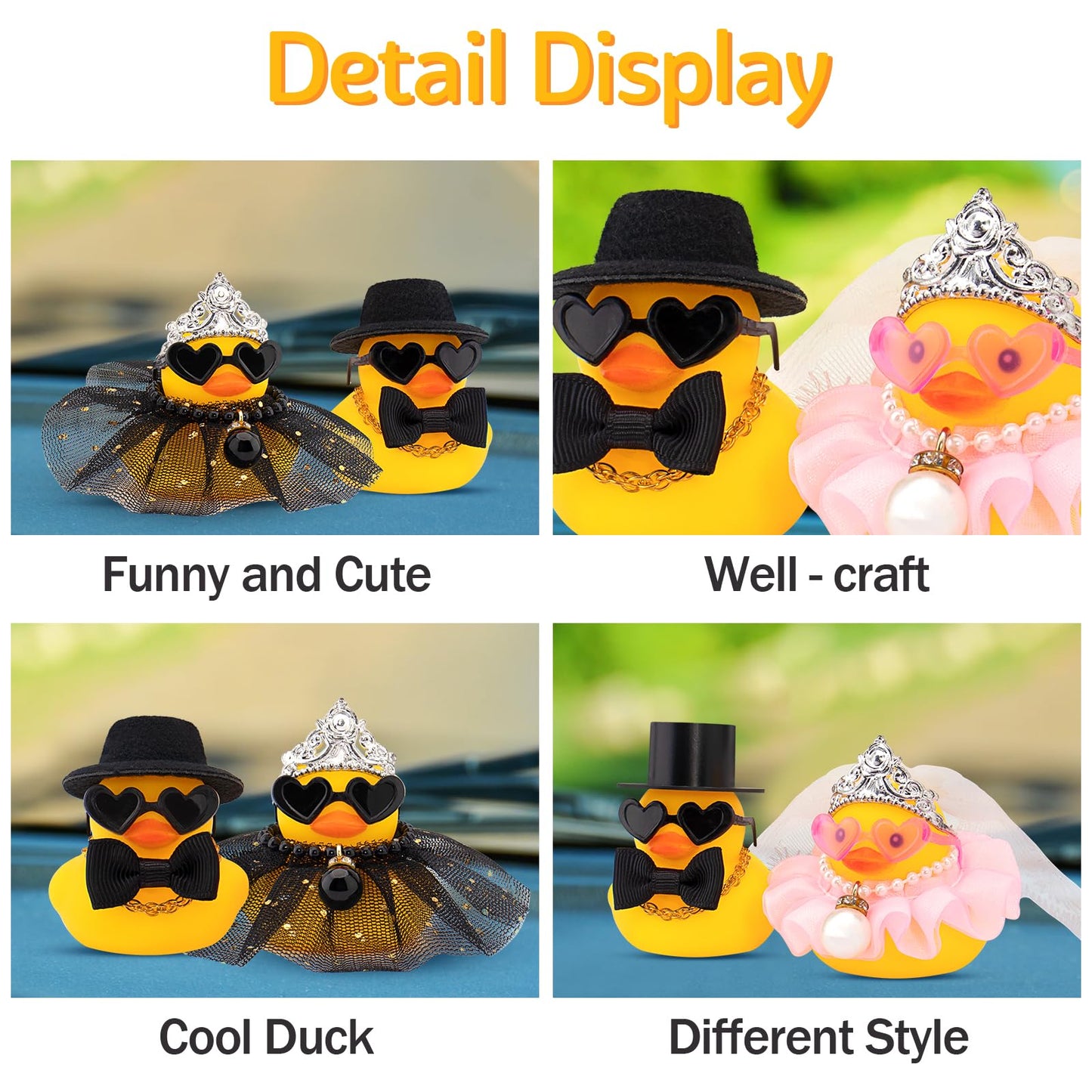 wonuu Pair Set of 2 Wedding Rubber Ducks, Bride Groom Duckies Marriage Rubber Duck Mini Couple Ducky for Ceremony Gift Souvenir