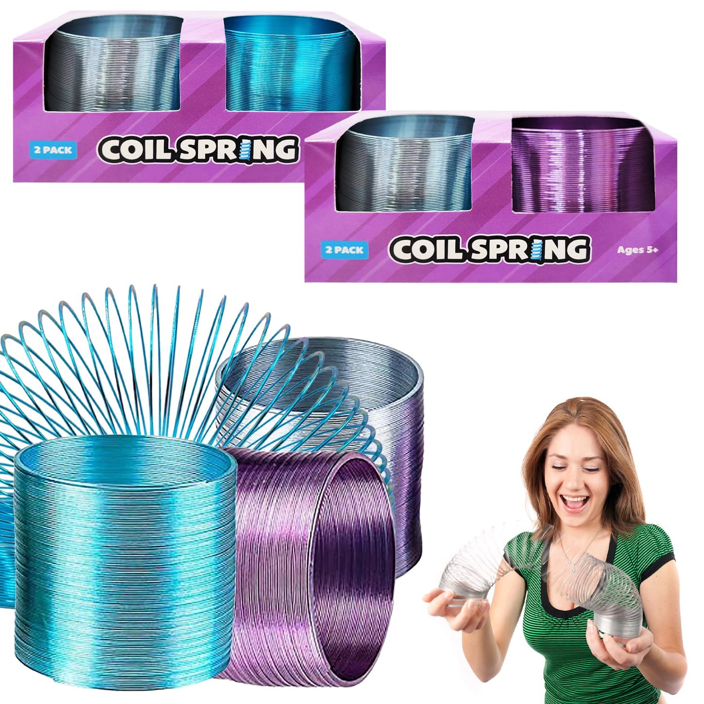 The Dreidel Company Metal Coil Spring, Goody Bag Fillers, Party Favor For Kids, Variety Of 2.4 '' (60Mm) Individually Boxed (4-P