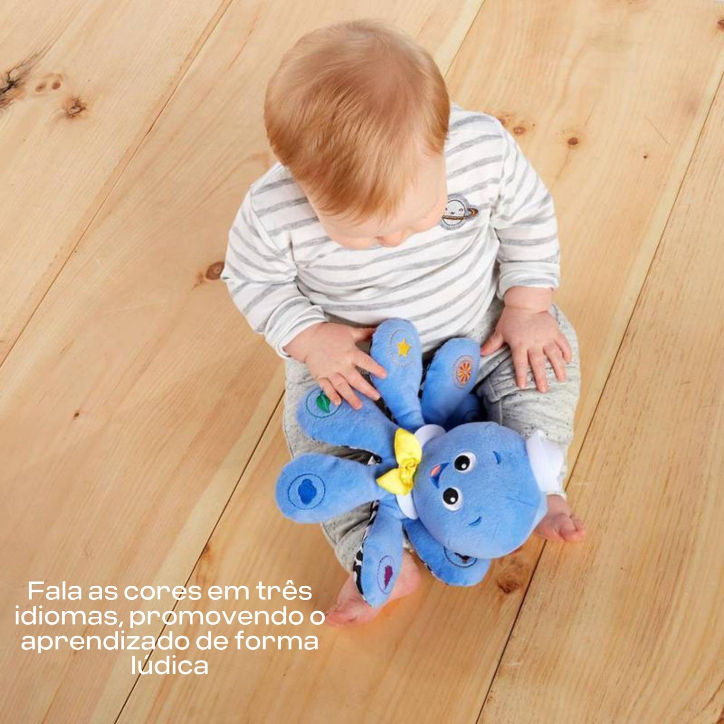 Baby Einstein Octoplush Musical Plush Toy, 11" Blue Stuffed Animal, Learn Colors in 3 Languages, for Ages 3 Months and Up