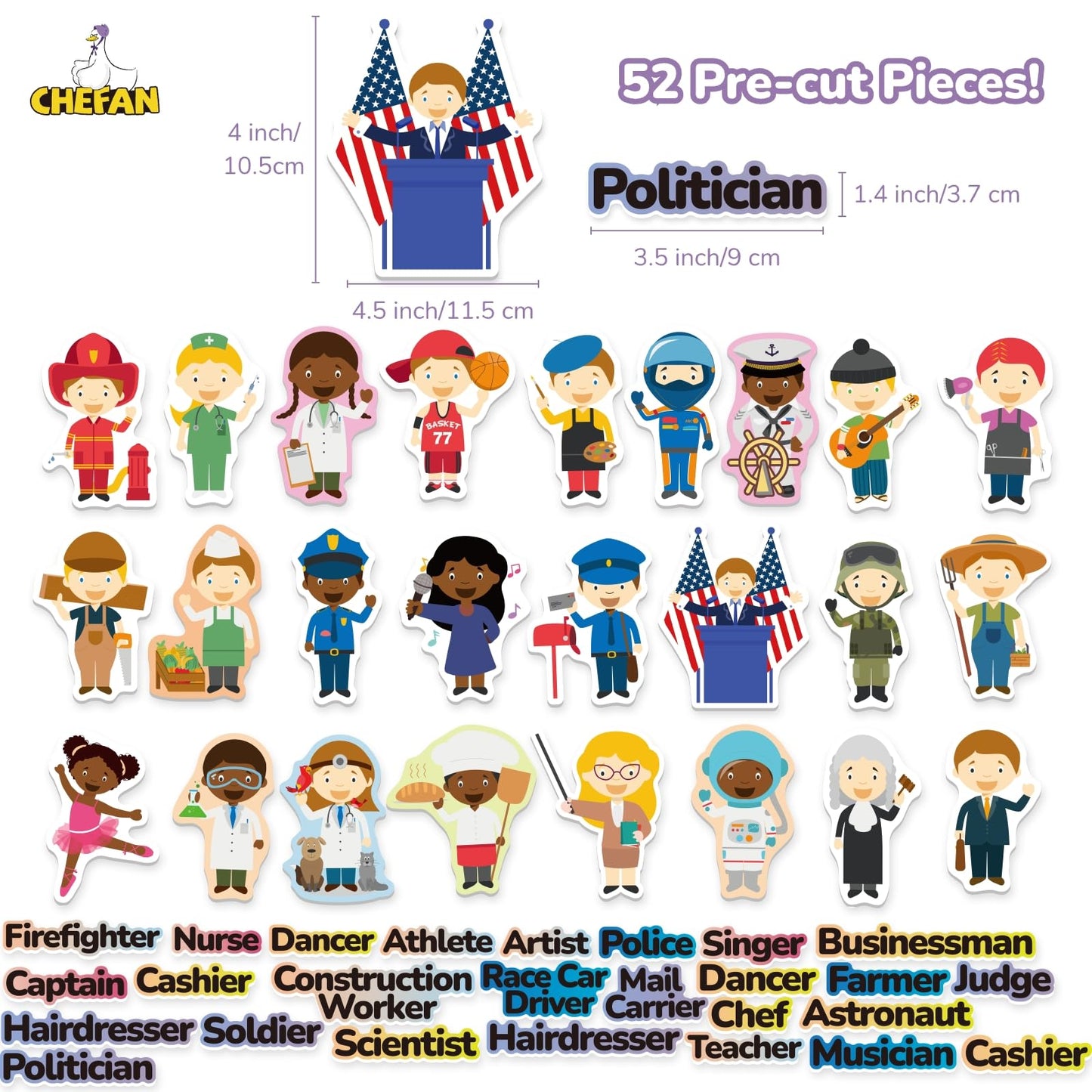 CHEFAN Career Dress-Up Felt Pieces, Felt Story Board Pieces, Flannel Stories for Toddlers, Precut Felt Figures, Small Community