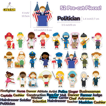 CHEFAN Career Dress-Up Felt Pieces, Felt Story Board Pieces, Flannel Stories for Toddlers, Precut Felt Figures, Small Community