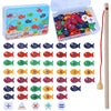 Onest 54 Pieces Magnetic Fishing Game For Kids Wooden Magnet Fishing Game Wooden Magnetic Toys For Kindergarten Preschool Girl B