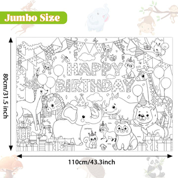 Naozinebi Safari Animals Party Coloring Poster For Kids Giant Coloring Poster Large Jungle Animals Coloring Tablecloth Jumbo Col