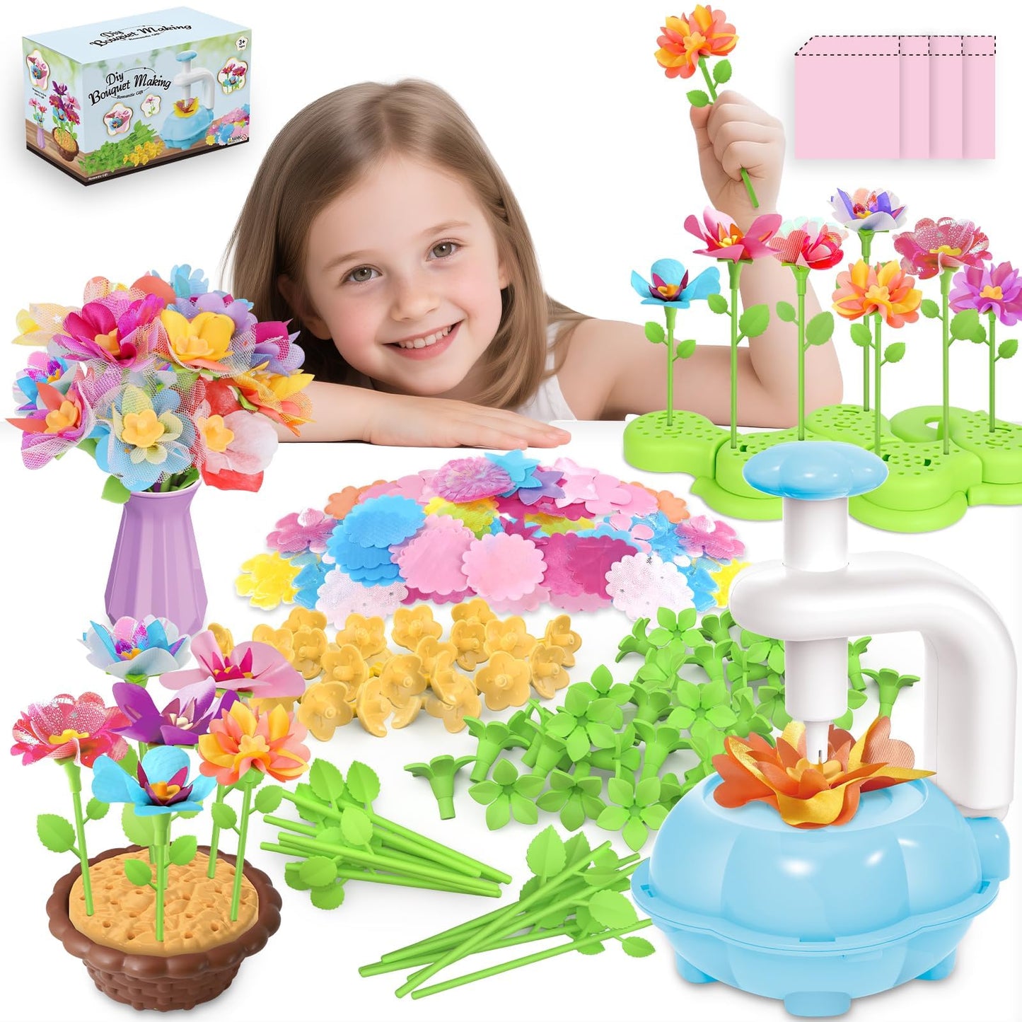 Kufanda Arts and Crafts for Kids 4-6, Toddler & Creative Fabric Flower Bouquets Toys for 4-8 Year Old Kids, Ideal Festive Gifts 