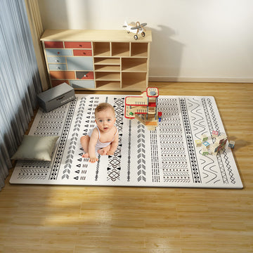 Tcbunny Extra Large Baby Play Mat - 4Ft X 6Ft Foam Puzzle Floor Mat For Kids & Toddlers (Mixed Marks White/Black)