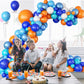 Blue And Orange Balloon Garland Arch Kit, Klein Navy Light Blue Teal Orange White Metallic Under The Sea Balloon Arch Kit For Bo