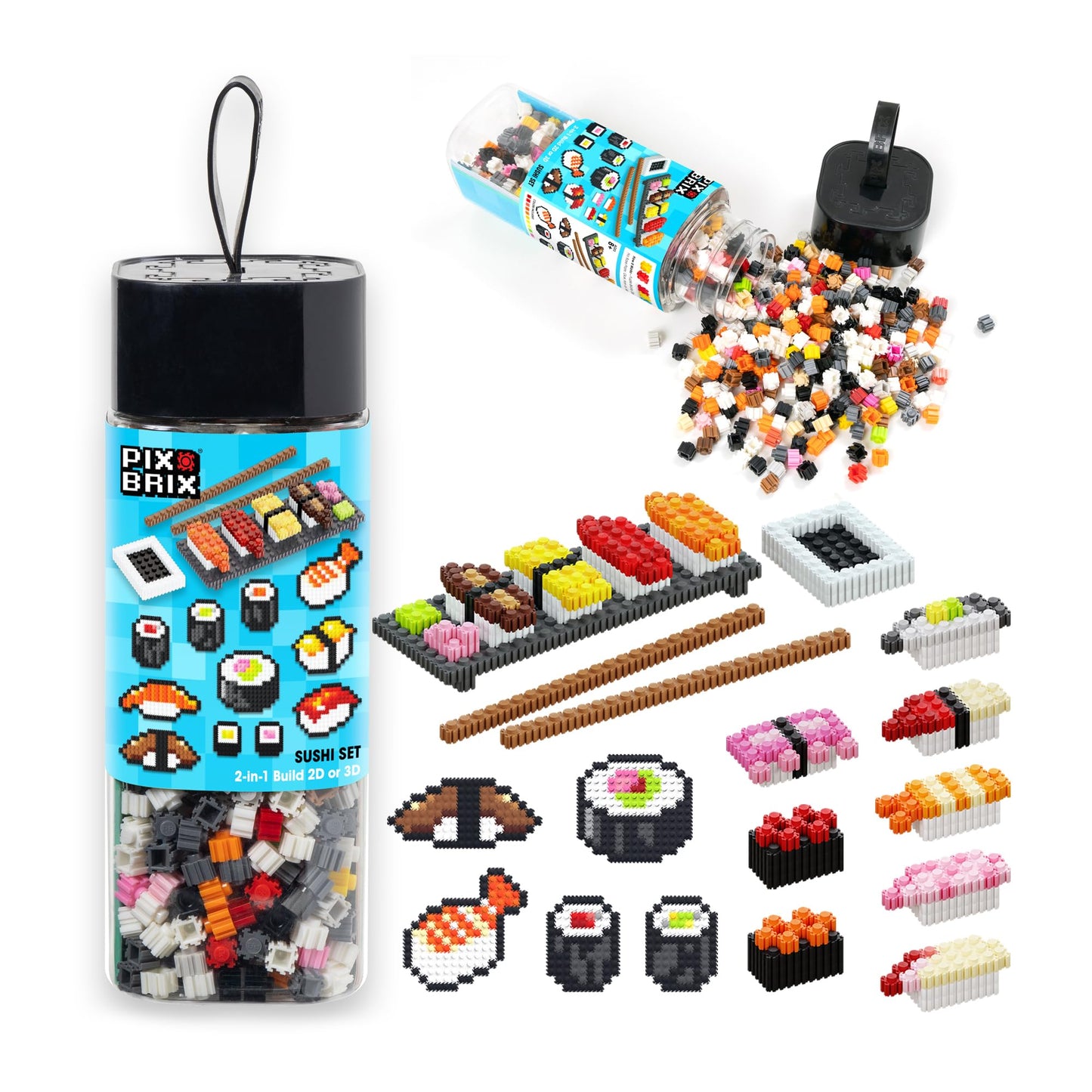 Pix Brix Pixel Art Kit Puzzle Bricks - Food Series, Sushi Set - Patented Building Brick Set to Recreate Your Favorite Food, Incl