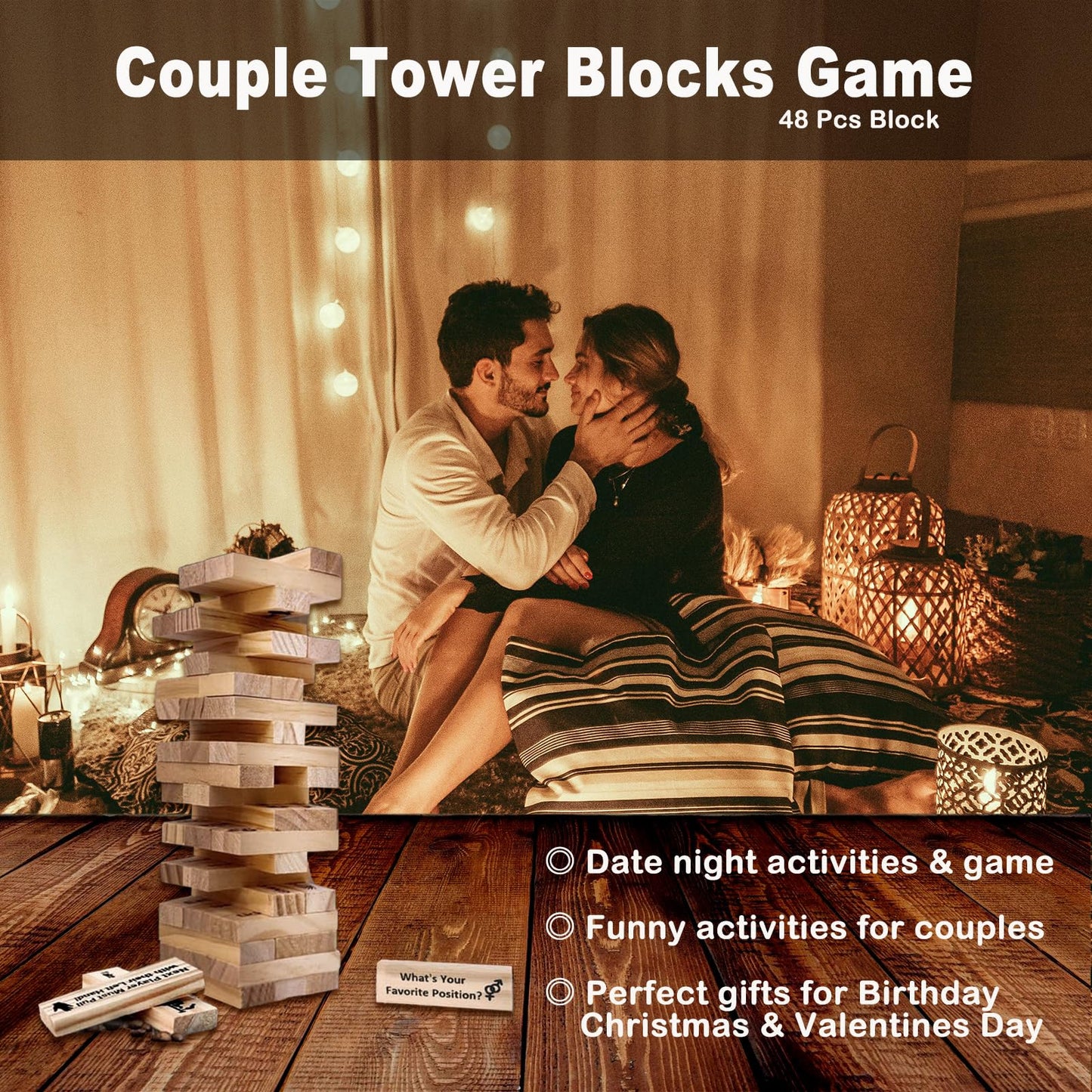 Lust Tower Jenga Game for mature-themeds mature-themed Block T ower Gaming  48Pcs Couples Tumbling to wer Stacking Blocks Ga me for Grown-Ups-1 Set