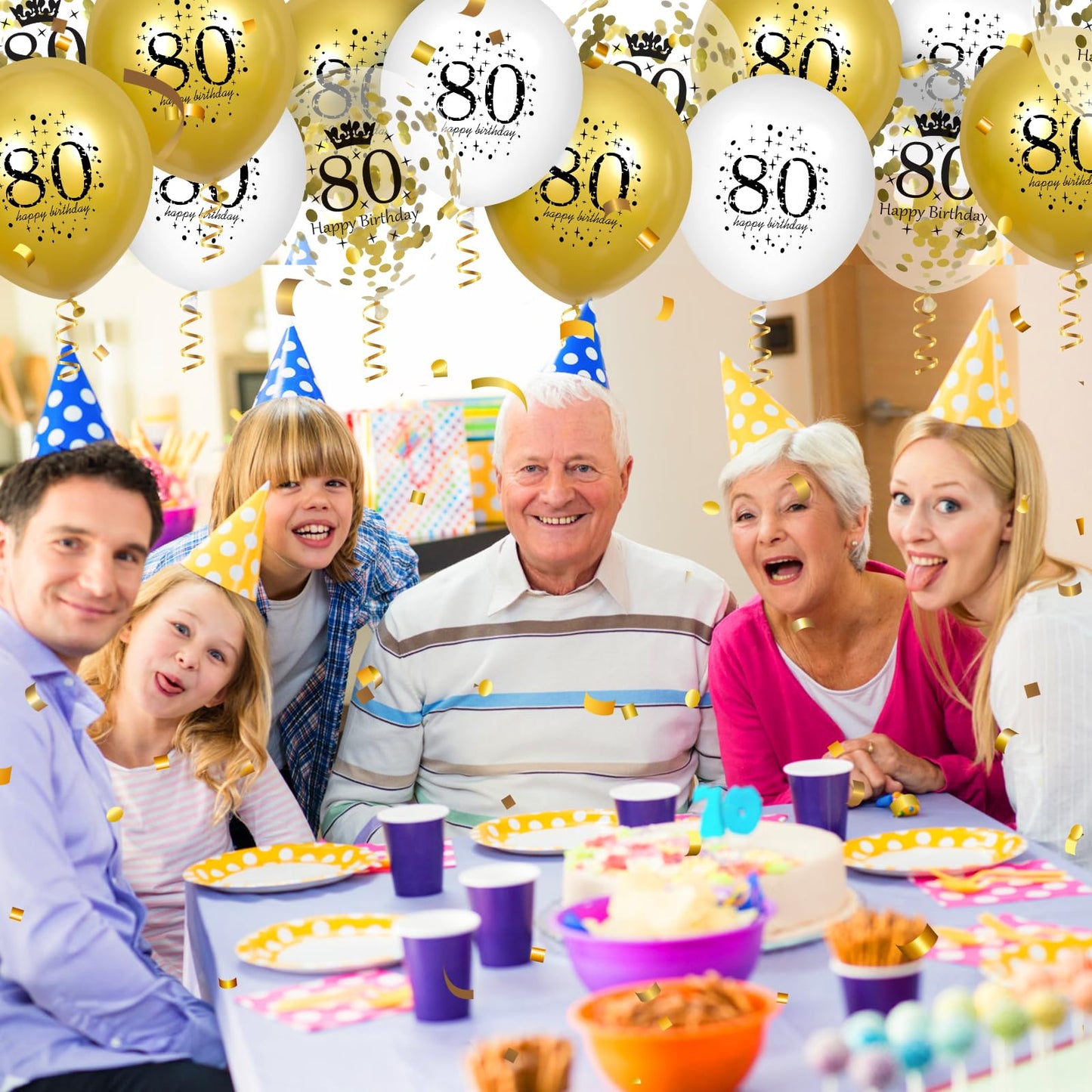 80Th Birthday Balloons 15Pcs White Gold Happy 80Th Birthday Balloons Confetti Balloons For Men Women 80 Anniversary Birthday Party Decorations White Gold Latex Balloons Birthday Decor Supplies 12 Inch