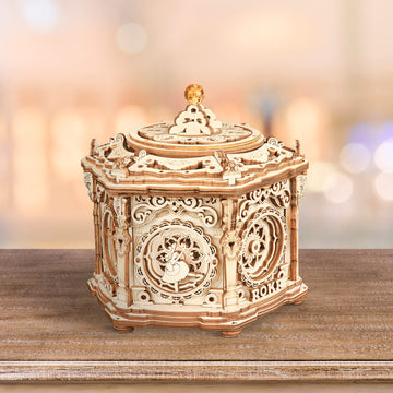 Rokr 3D Wooden Puzzles For Adults Mechanical Music Box-Secret Garden, Diy Rotating Music Box Model Building Kits For Teens, Diy 