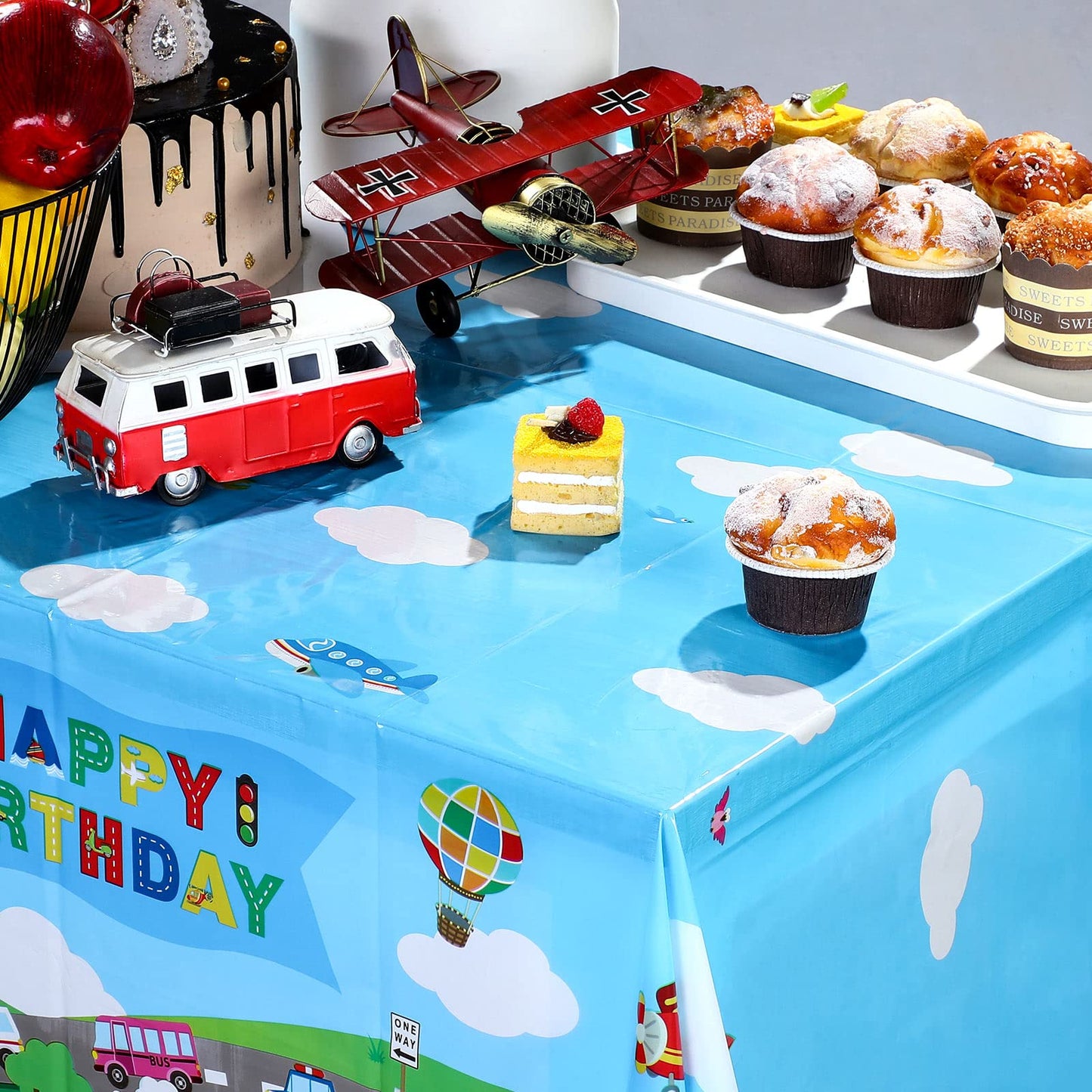 Tegeme 3 Pack Transportation Birthday Party Supplies Transportation Table Covers Cars Tablecloth Vehicle Transportation Birthday